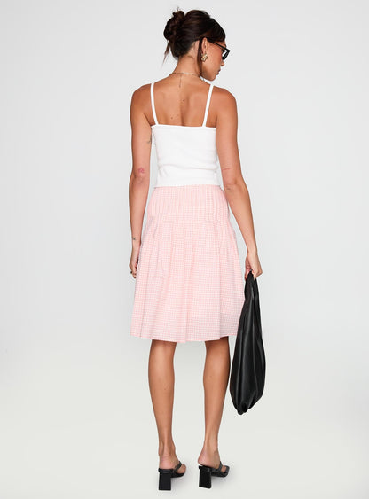 Maryanna Midi Skirt Pink Gingham