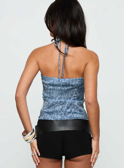 Jaemes Top Blue Leopard