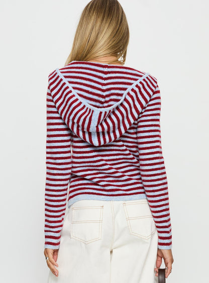 Superstars Zip Through Hoodie Blue / Red Stripe