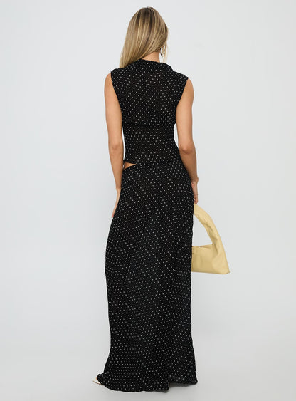Ford Maxi Skirt Onyx Polka Dot