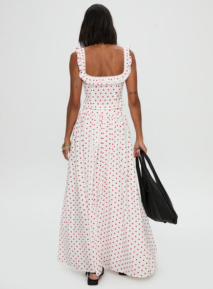 Valerio Maxi Skirt White / Red