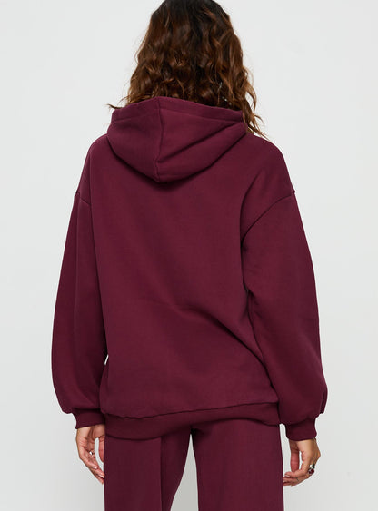 Princess Polly Stargirl Zip Through Jumper Burgundy