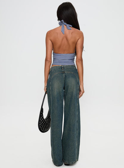 San Mateo Low Rise Wide Leg Tie Up Jeans Vintage Wash