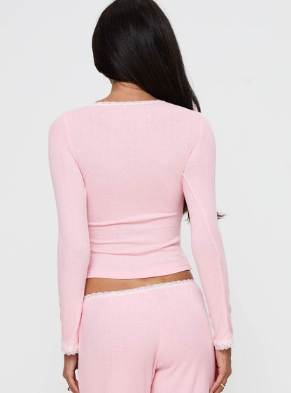 Whimsie Long Sleeve Sleep Top Pink