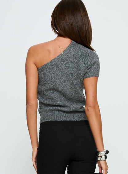 Alysson One Shoulder Top Grey