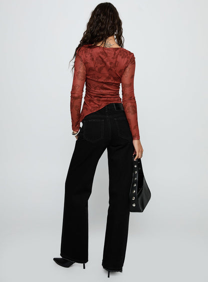 West End Girl Mid Rise Straight Leg Jeans Washed Black