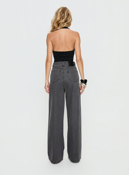 Nicolo High Rise Straight Leg Jeans Washed Grey