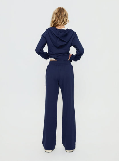 Kari Distressed Patch Track Pant Navy Multi