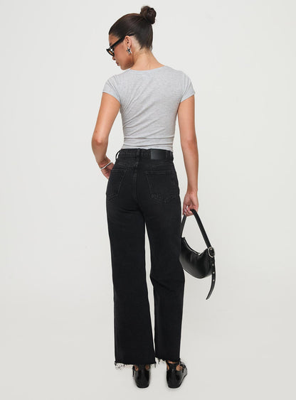 Fawcett High Rise Straight Leg Jeans Washed Black