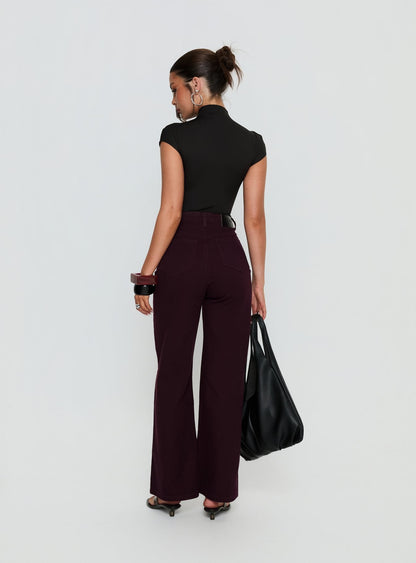 Nicolo High Rise Straight Leg Jeans Currant