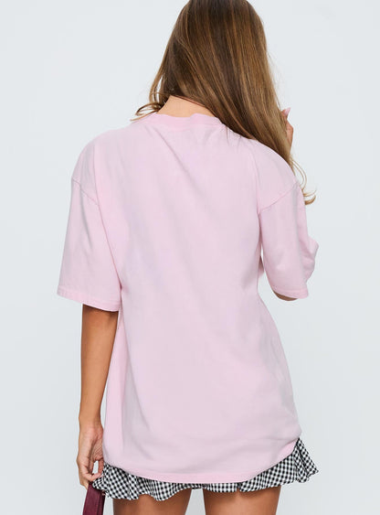 Led Zeppelin Oversized Vintage Graphic Top Pink