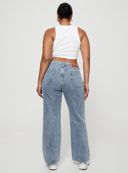 Pemberton High Rise Straight Leg Jeans Mid Wash Denim