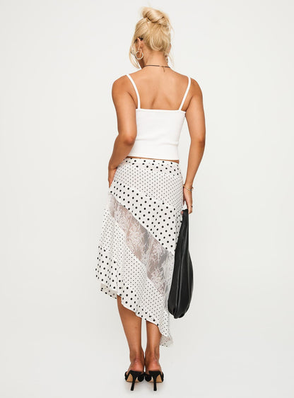 Rennar Maxi Skirt White / Polka Dot