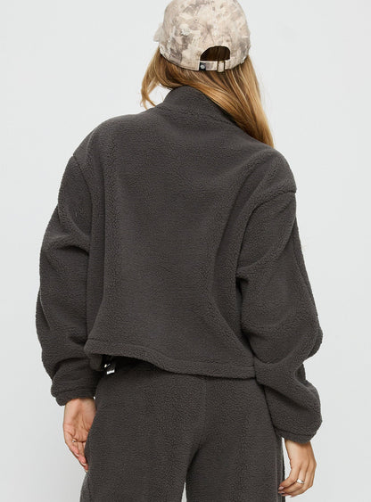 Siberia Fleece Zip Up Jumper Charcoal