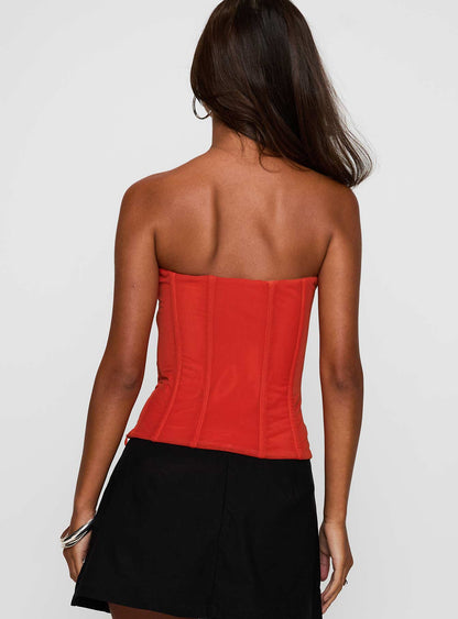 Moneypenny Strapless Top Orange