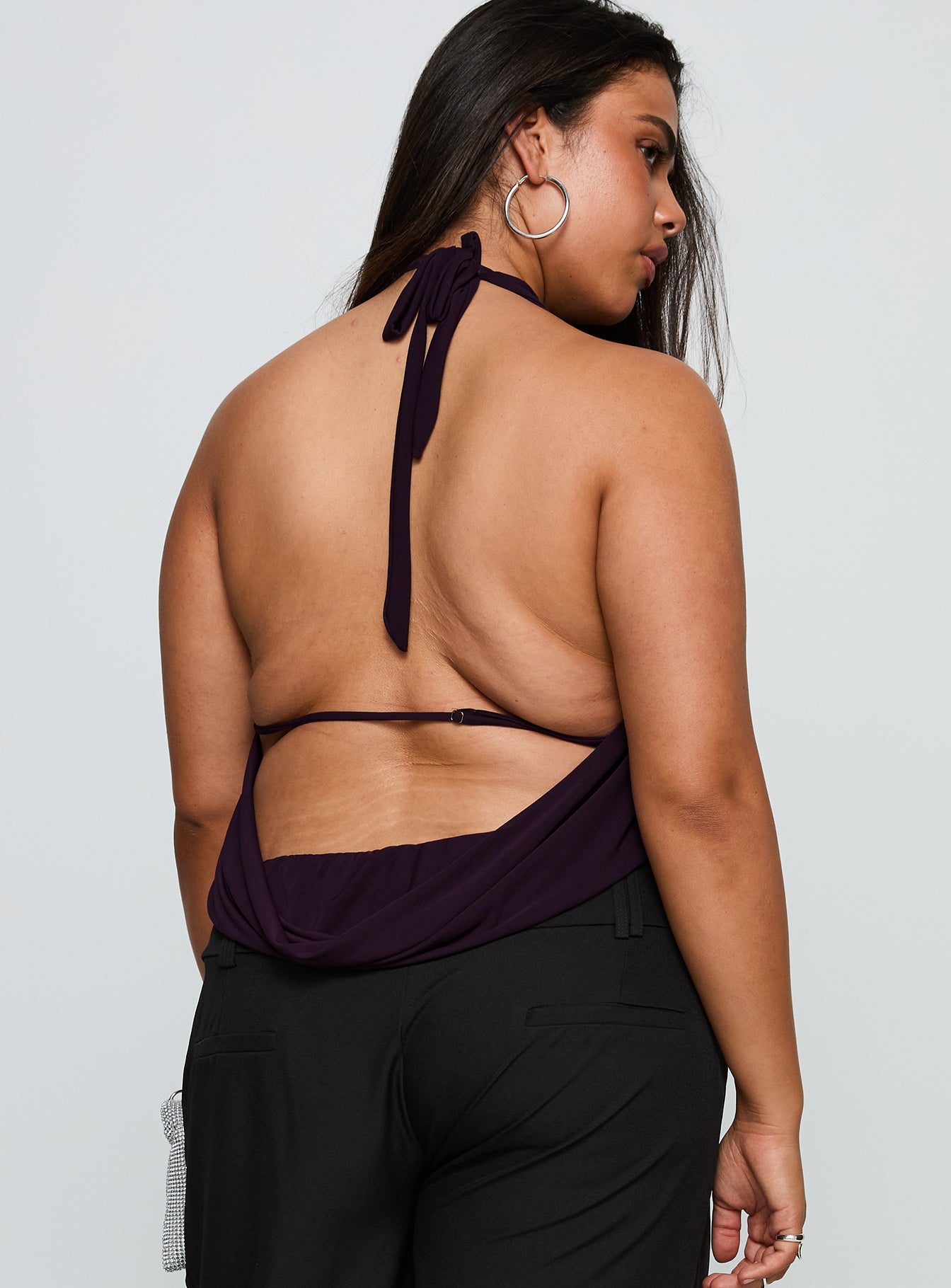 Carefree Days Cowl Neck Top Purple Curve