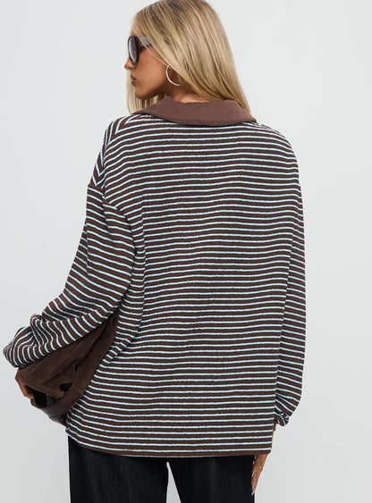 Rigbys Collared Jumper Brown / Blue Stripe