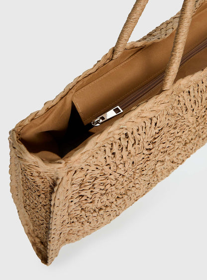 Love Like This Straw Tote Bag Tan