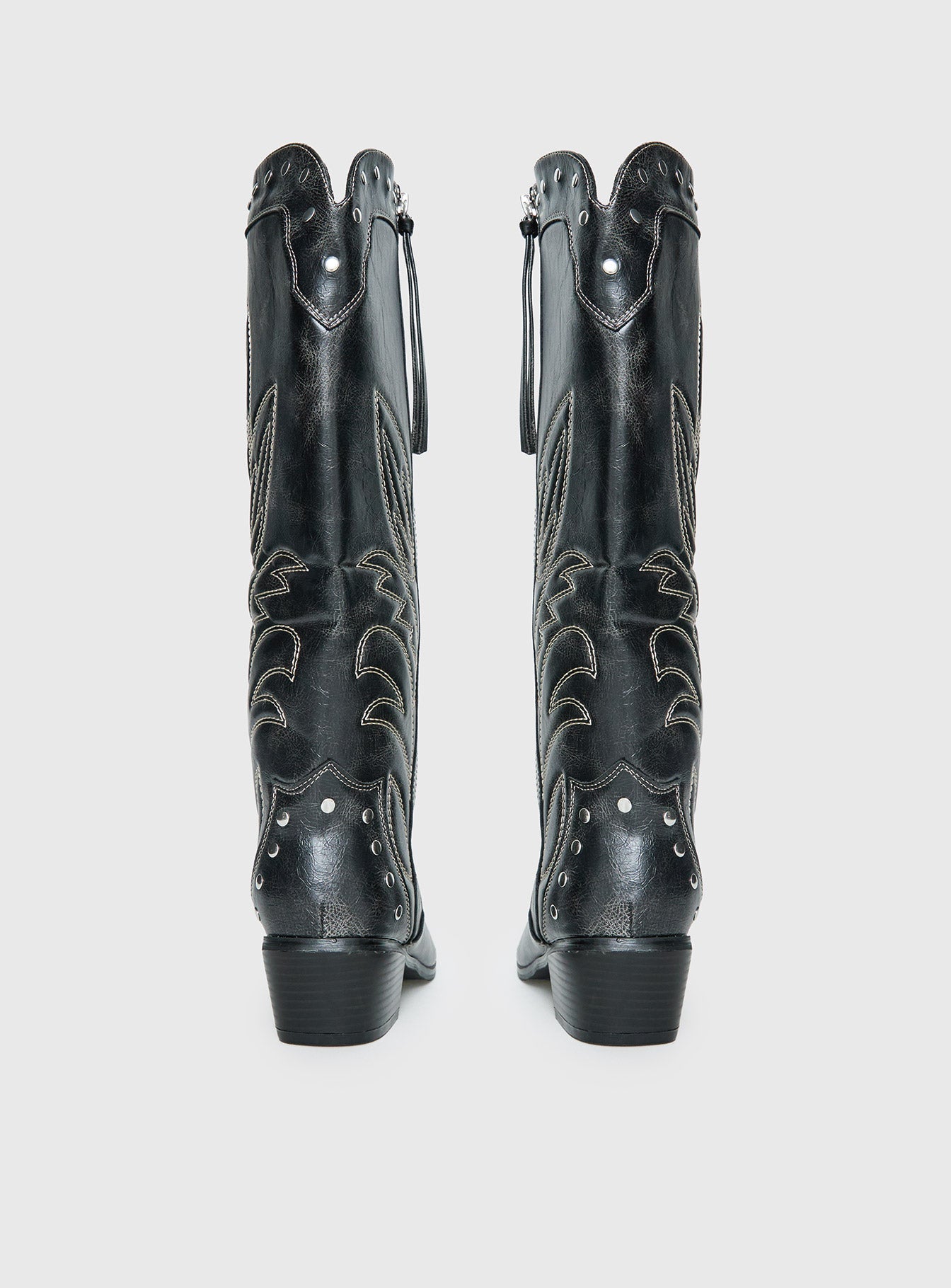 Austin Distressed Cowboy Boots Black