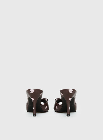 Etiquette Peep Toe Heels Brown / Pink Polka