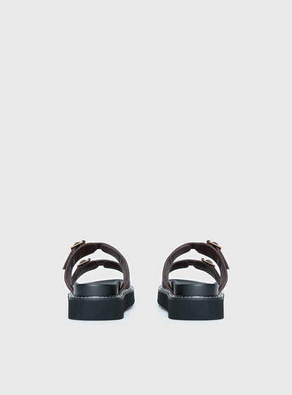 Ma Belle Sandals Contrast Stitch Chocolate