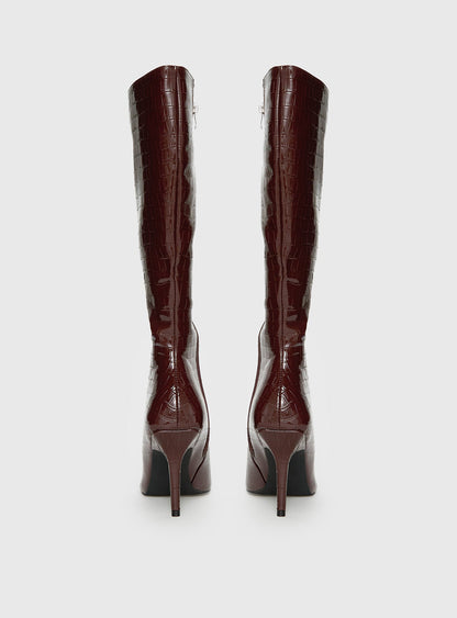 Alexx Knee High Boots Burgundy