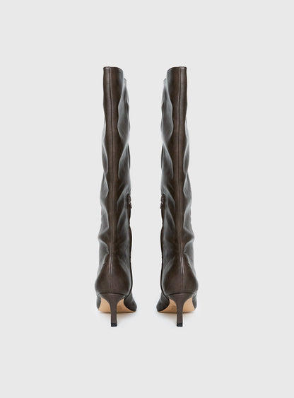 Aminah Knee High Boots Charcoal