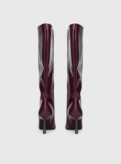 Harrie Knee High Boots Burgundy