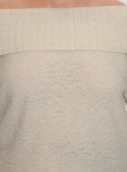 Parkley Boucle Off The Shoulder Cream Curve