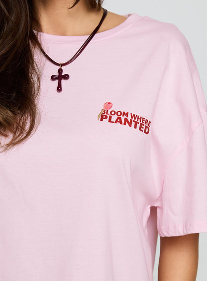 Flower Chart Oversized Tee Pink