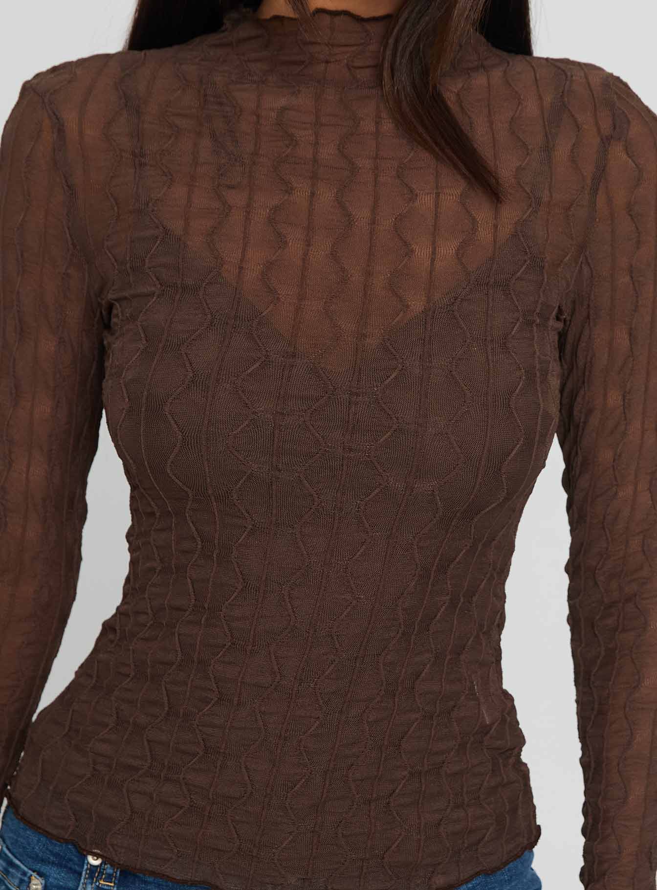 Fabiana Layered Long Sleeve Top Brown