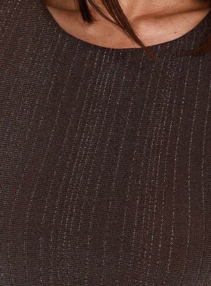 Yumiko Lurex Romper Brown Stripe