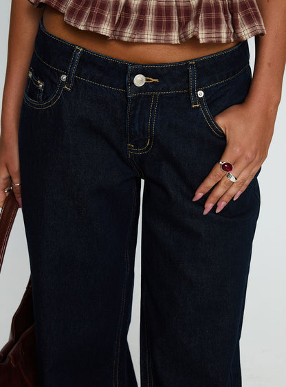 Tidal Wave Low Rise Straight Leg Jeans Raw Denim