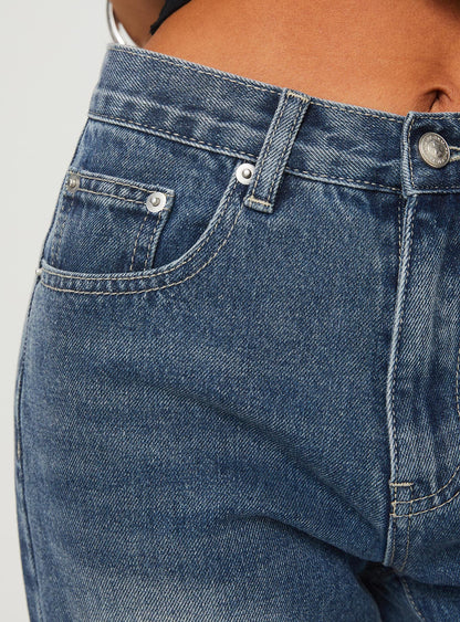 Hanlen Mid Rise Wide Leg Jean Blue