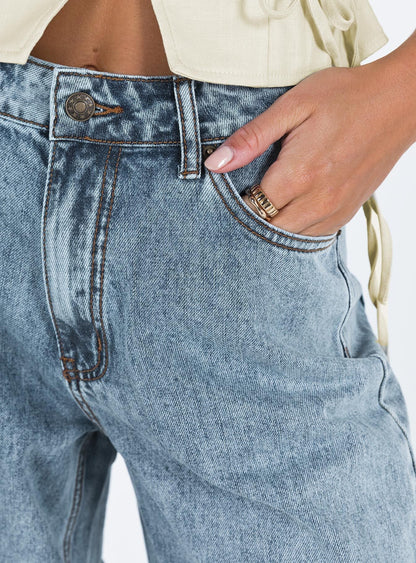 Eivissa High Rise Baggy Jeans Faded Denim