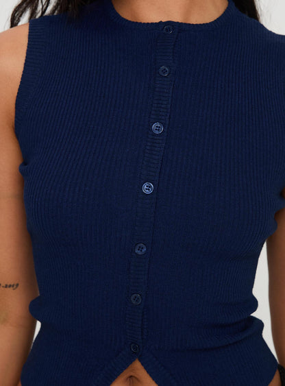 Suzu Sleeveless Knit Top Navy