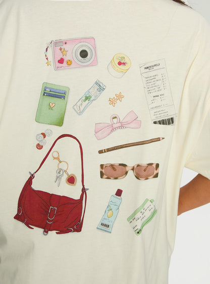 What's In My Bag Graphic Tee Cream / Multi