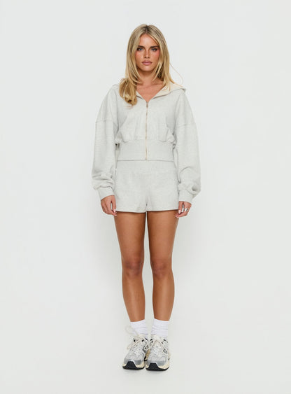 Daytime Cropped Blouson Hoodie Snow Marle