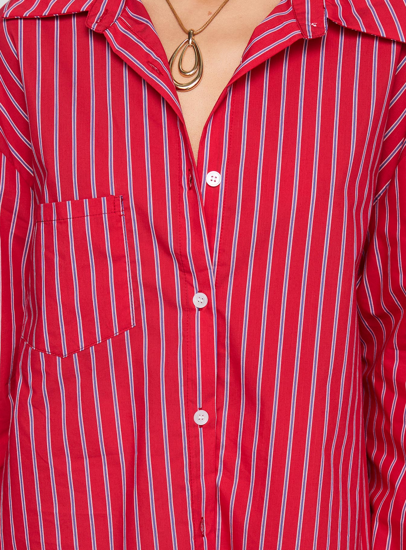 Kodhi Oversized Long Sleeve Top Red Stripe
