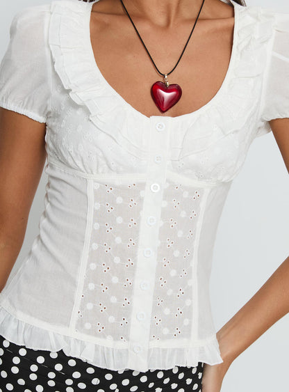 Caryann Frill Blouse Top White