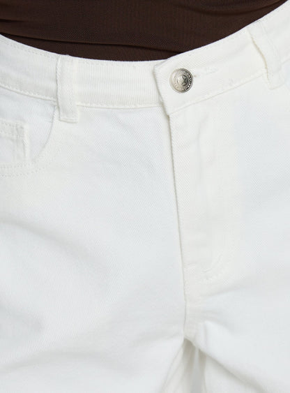 Torri Longline Denim Shorts Ecru