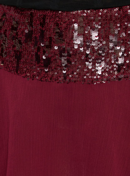 Zenayda Drop Waist Sequin Mini Skirt Burgundy