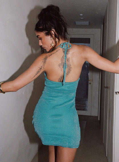 Armonia Mini Dress Teal Petite