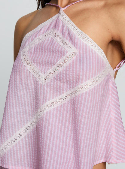 Jezabele Halter Top Pink Stripe