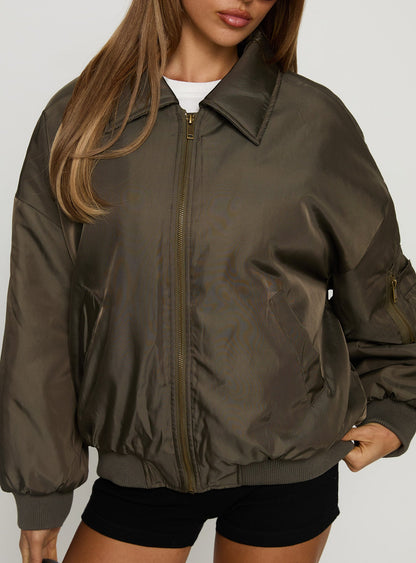 Say Less Bomber Jacket Khaki