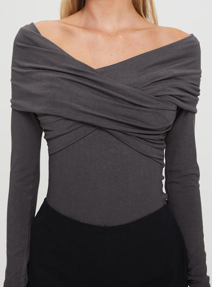 Sundlow Off Shoulder Bodysuit Slate