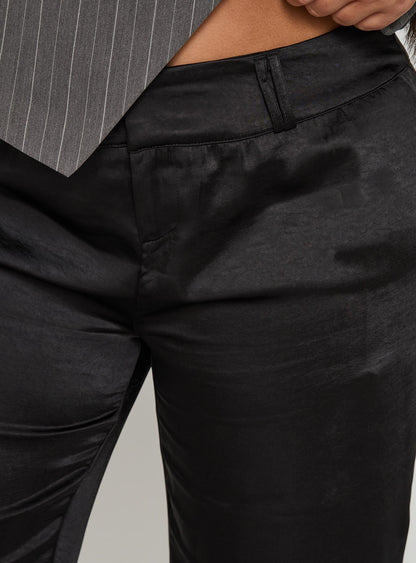 First Place Low Rise Satin Pant Black Curve
