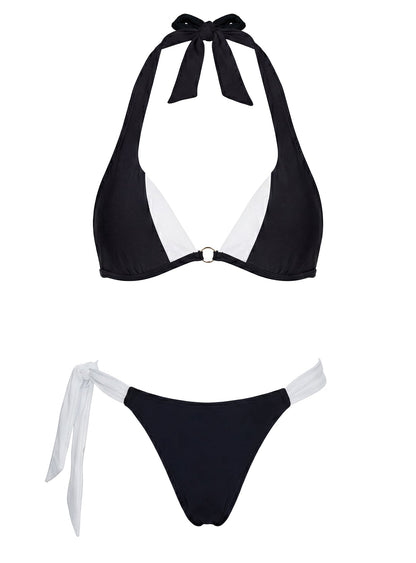 Summer Season Tie Side Bikini Bottoms Black / White