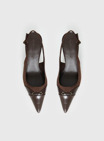 Tiptoe Slingback Heels Brown