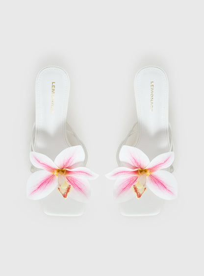 Exotic Etty Floral Detail Heels White